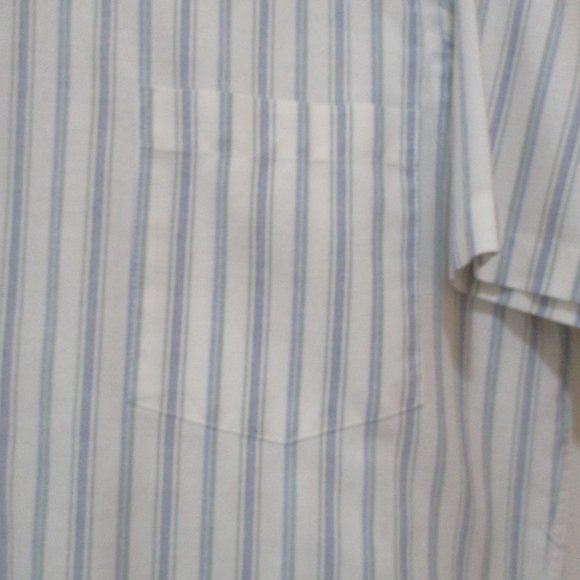 Short Sleeve Button Down Oxford Shirt sz M White Blue Green Stripe - Picture 5 of 11